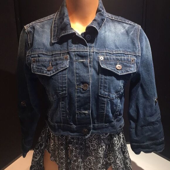 Bundle Sale 3 for $15 | Rue 21 Blue Dark Jean Jacket Size Medium - Picture 1 of 13